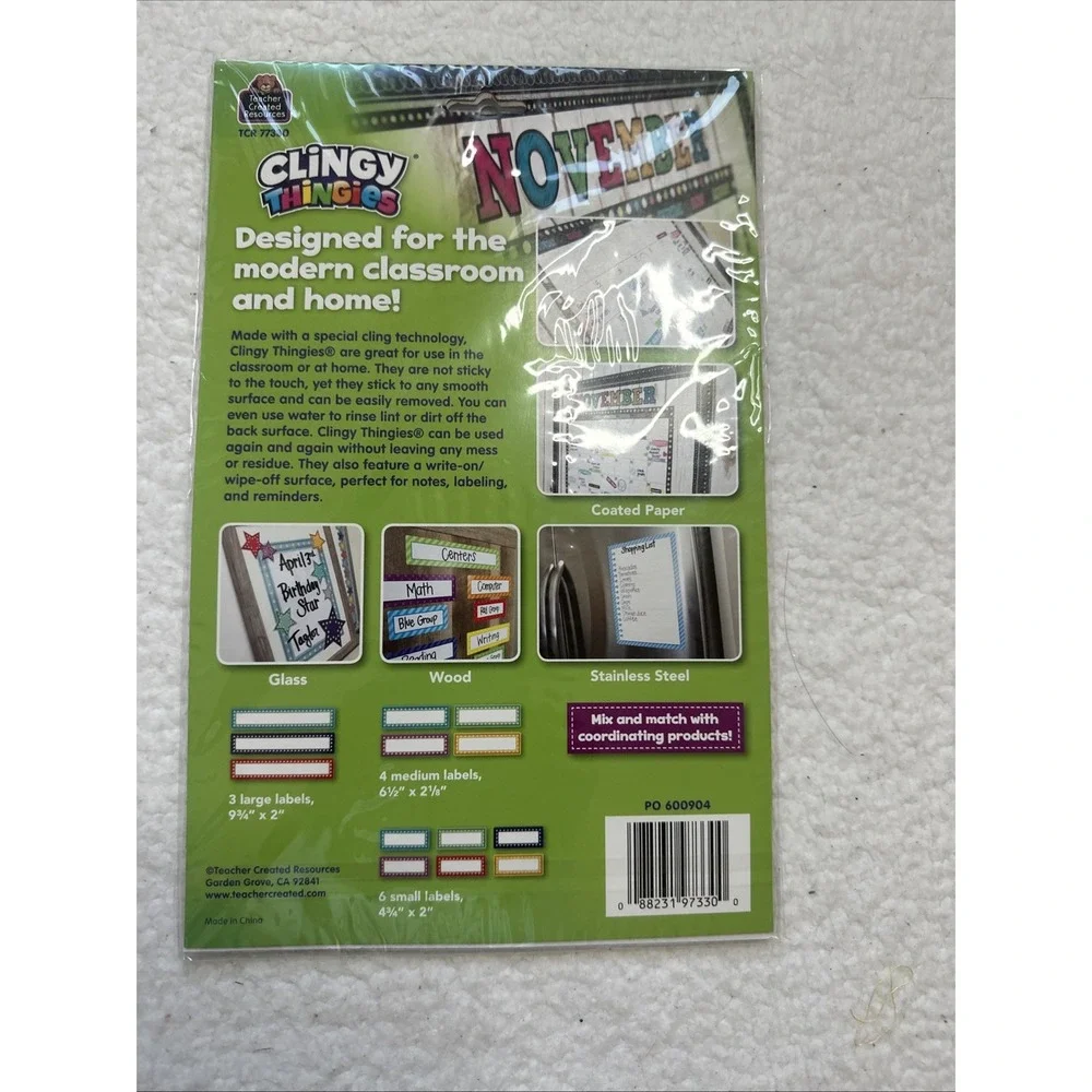 Teacher Created Resources Clingy Playful Patterns Labels 13 Write On Wipe Off